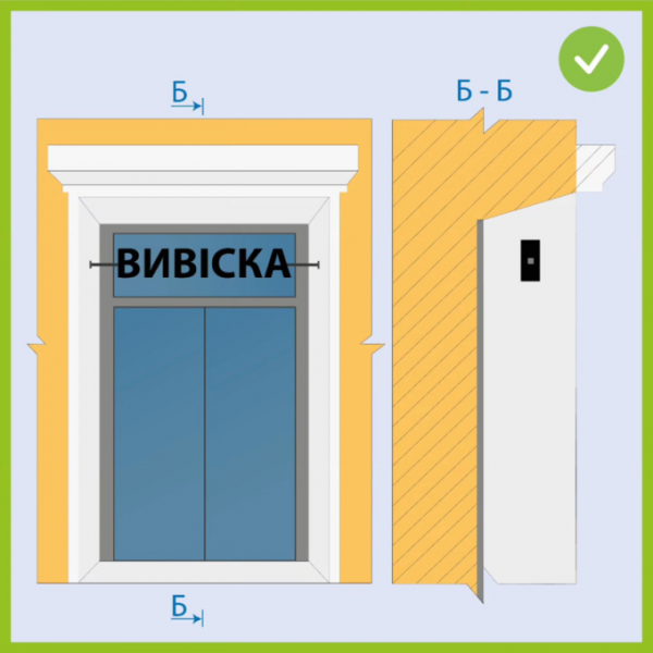 У «Київрекламі» пояснили, як правильно розміщувати вивіски у дверних та віконних прорізах