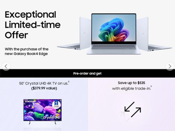 
Samsung представила три ноутбука Galaxy Book4 Edge с Snapdragon X от $1350 — за предзаказ дарят телевизор 