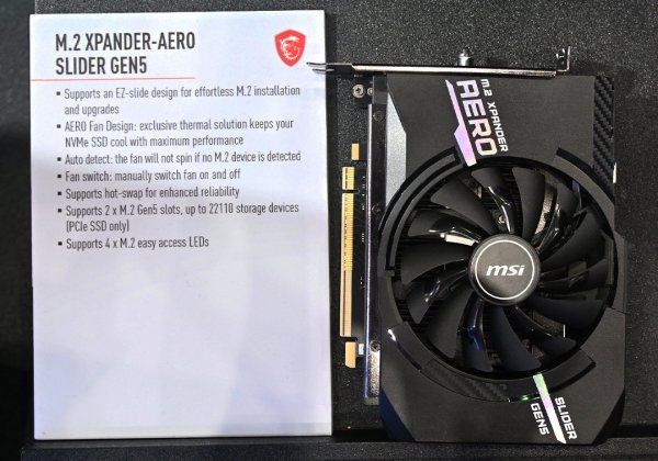 
Это не видеокарта: MSI показала расширитель M.2 Xpander-Aero Slide для двух SSD PCIe 5.0 с горячей заменой 