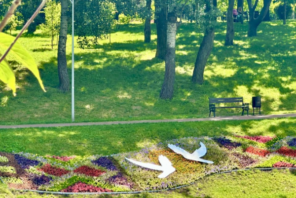 Квітник у формі вишиваного рушника облаштували в парку «Відрадний»