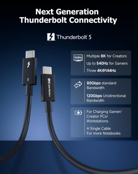 
Cable Matters представила первый кабель Thunderbolt 5 за $23 — работает как USB4 или TB 4 пока нет устройств 