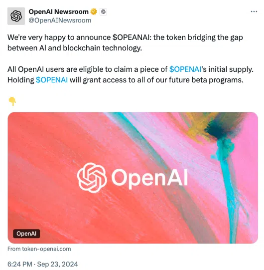 
Аккаунт OpenAI взломали для рекламы фальшивого токена $OPENAI 