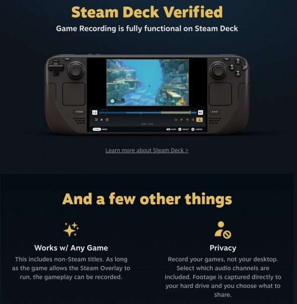 
			Steam запустил запись игровых видео — оптимизация для NVIDIA, AMD и Deck, множество режимов			