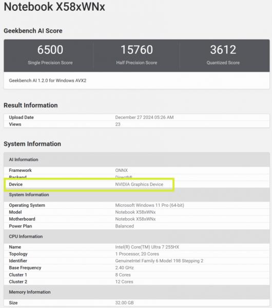 
			Характеристики и тесты ноутбука Clevo с NVIDIA RTX 50xx, 192 ГБ DDR5 и Intel Core Ultra 200HX			