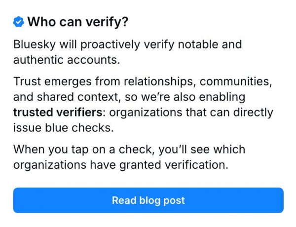 Bluesky може додати перевірку блакитним чеком