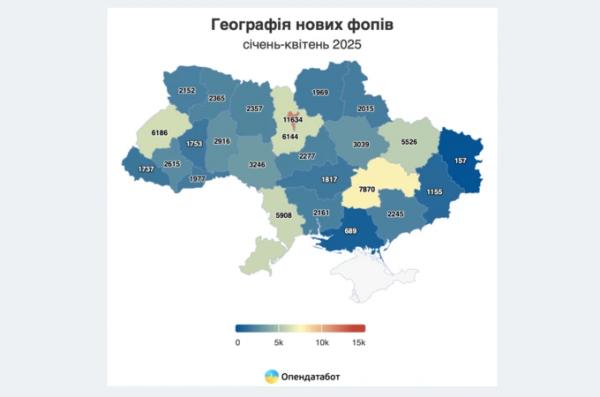 У 2025 році закривають на 44% більше ФОПів ніж у 2024-му – «Опендатабот»