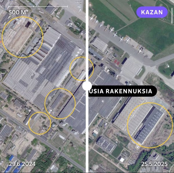 Росія розширює авіазавод у Казані: супутникові знімки показали нові ангари