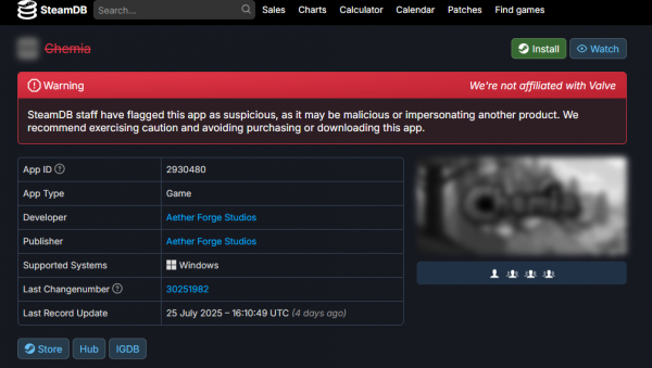 В Steam-игре Chemia обнаружили вредоносное ПО, которое крало криптовалюту и данные пользователей
