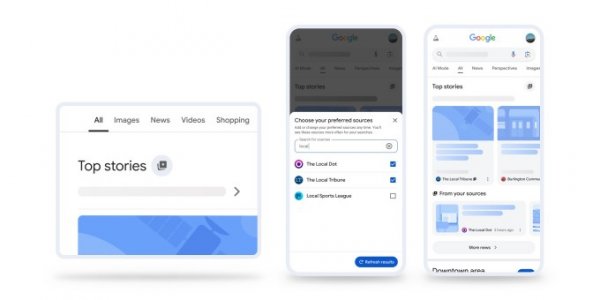 Google дозволить вибирати найпопулярніші джерела для результатів пошуку