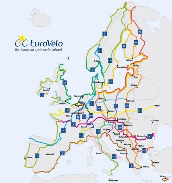 Транскордонна мережа веломаршрутів EuroVelo скоротила маршрут, який проходив через Білорусь та Росію