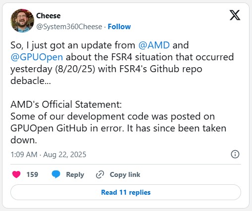 AMD случайно открыла код FSR 4: отозвать лицензию уже невозможно