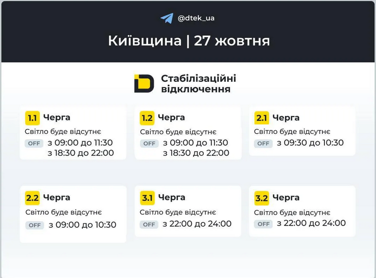 В Україні діють погодинні відключення світла в кількох регіонах