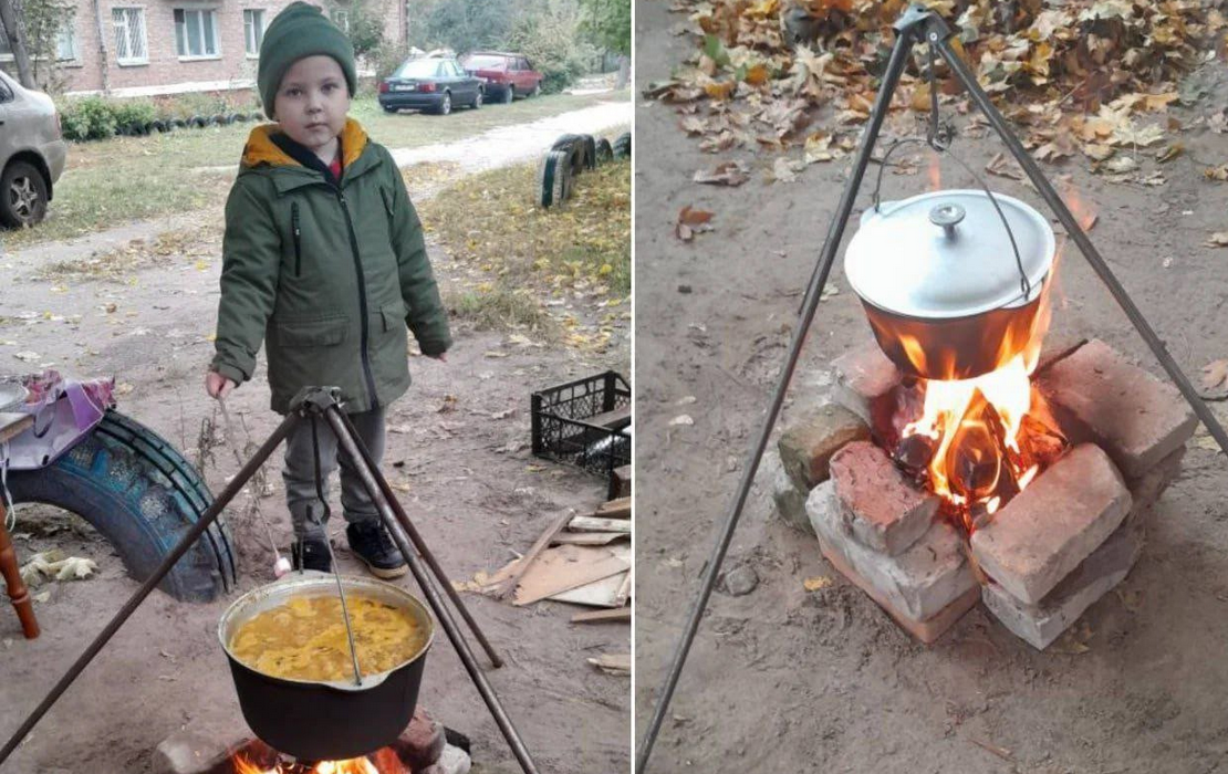 У місті Шостка на Сумщині мешканці змушені варити їжу просто неба — на вогнищах і навіть на свічках